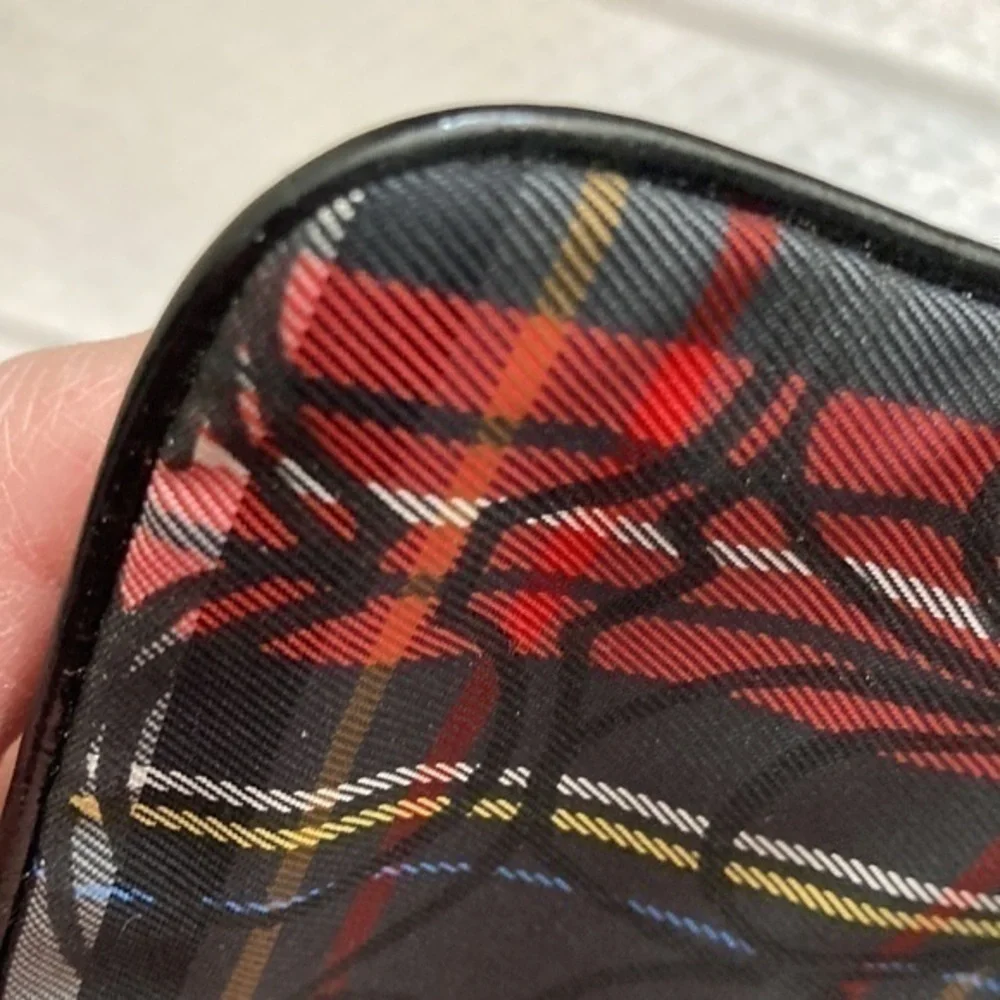 Coach red plaid signature c wristlet